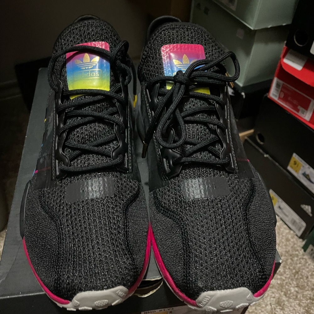 Adidas NMD R1 V2 Black with Multicolor Highlights